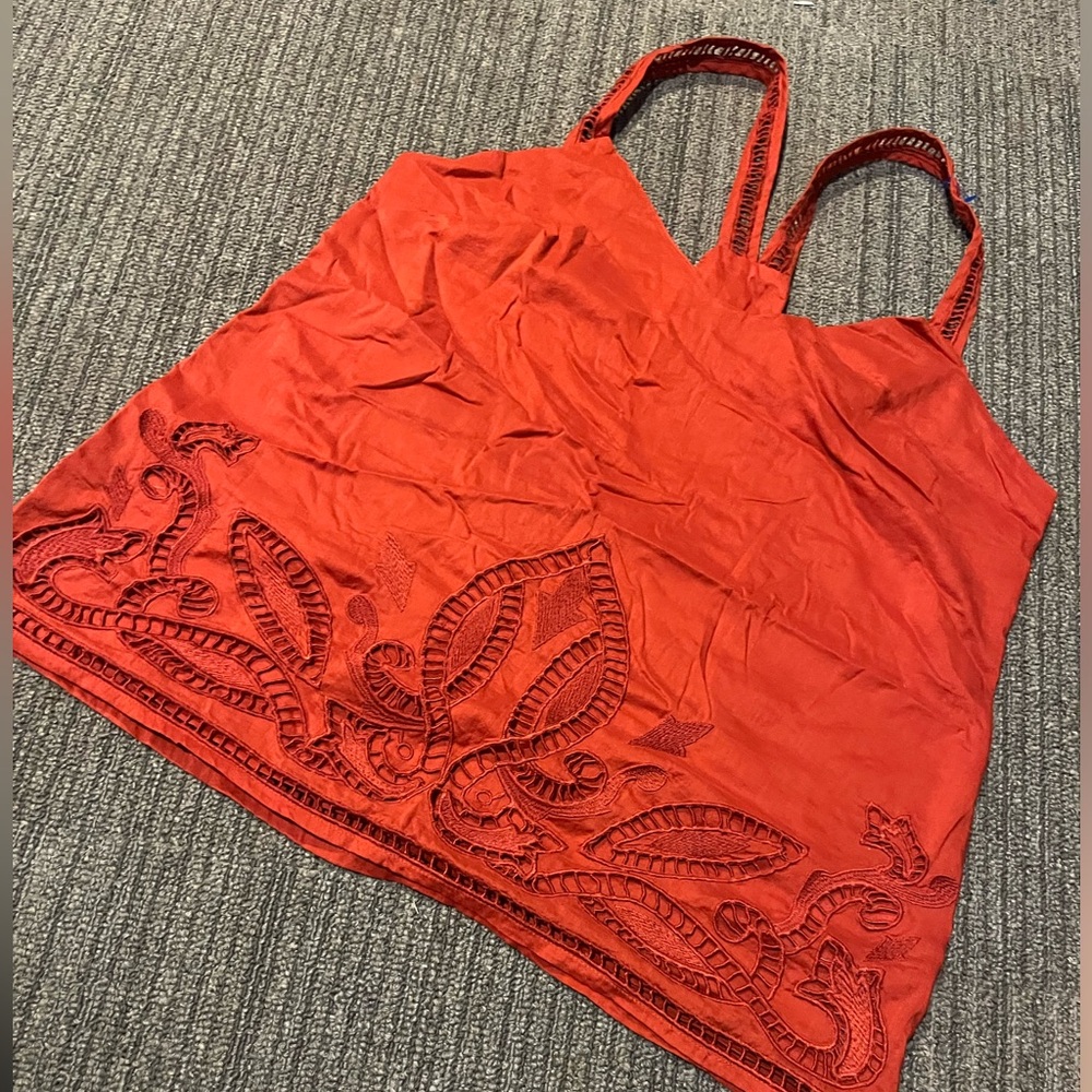 Banana Republic Red Embellished Camisole Tank Top